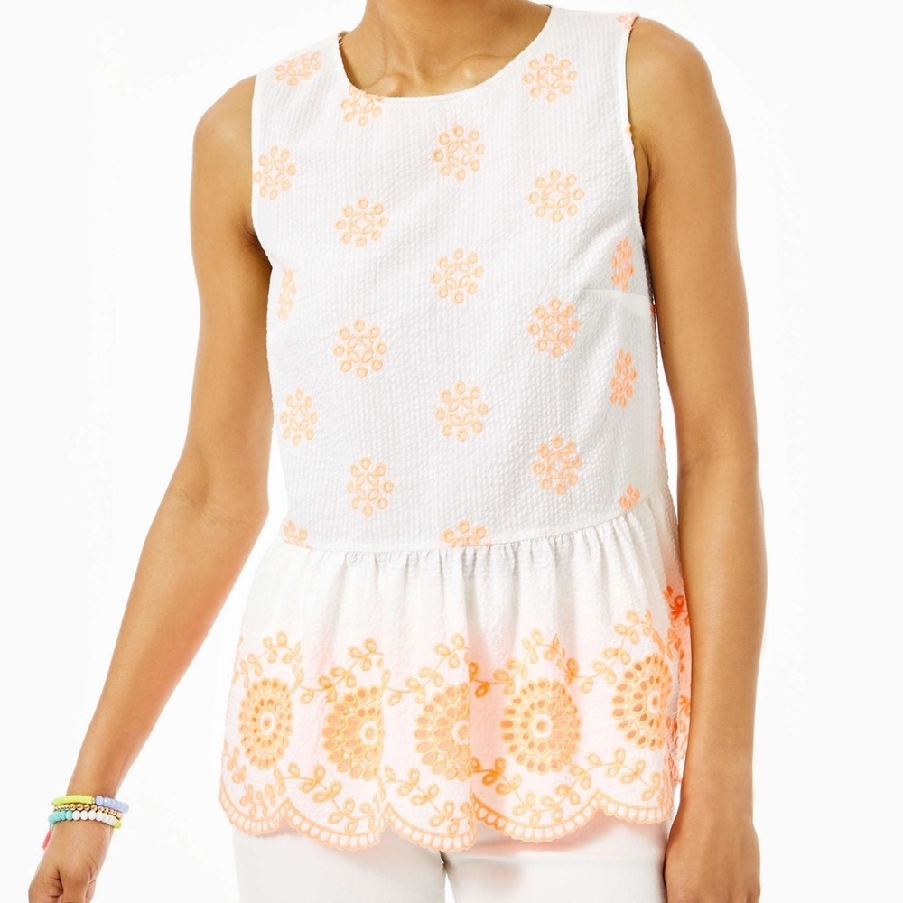 Lilly Pulitzer: Lilliana Embroidered Seersucker Top